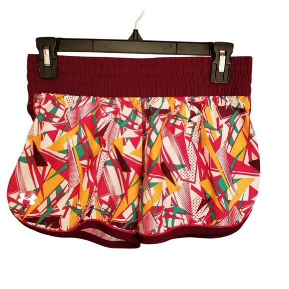 Under Armour Womens Shorts XS Maroon Multicolor Athletic Semi-Fitted HeatGear - Picture 1 of 5
